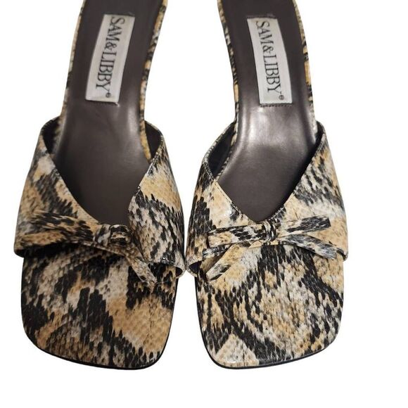 Sam & Libby Vintage Chunky Snake Print Heels Size 8.5 Excellent Condition - Picture 3 of 7